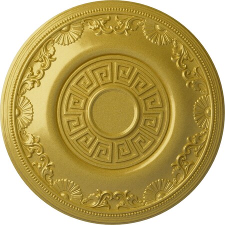 Ekena Millwork Nestor Ceiling Medallion (Fits Canopies up to 5"), Hand-Painted Rich Gold, 25 7/8"OD x 2 1/4"P CM25NERGS